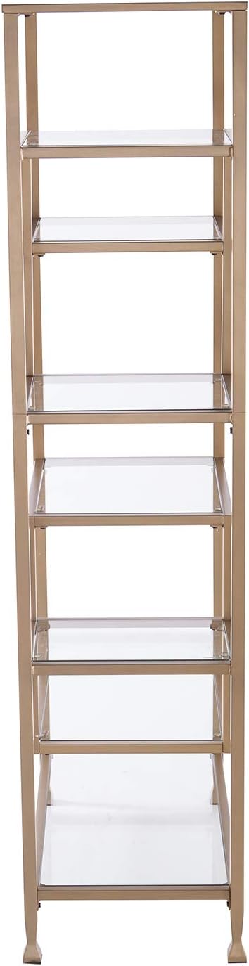 SEI Furniture Jaymes Metal/Glass Asymmetrical Étagère/Bookcase