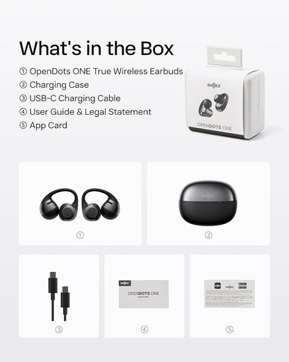SHOKZ OpenDots ONE-Open-Ear Headphones, Clip-On Earbuds-Wireless Bluetooth Earbuds with Microphone-Secure, Lightweight, Comfort-Premium Dolby Audio-Water Resistant-Fast Charging-Up to 40 hrs Playtime
