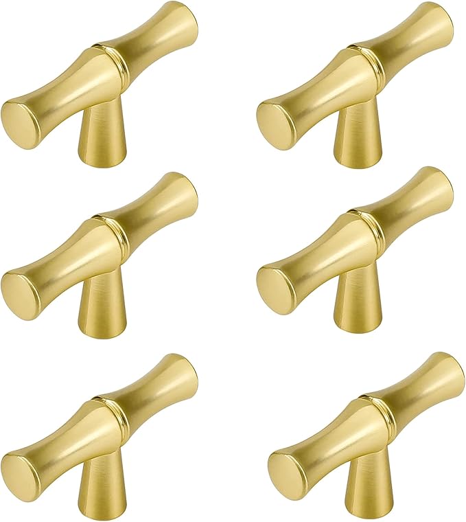 6pcs Bamboo Shape Solid Zinc Alloy Cabinet Knobs Handle pulls, Dresser Drawer