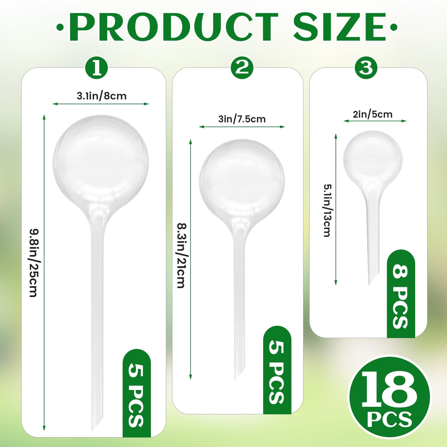 Hdagbnn 18 PCS Plant Watering Globes,Clear Plastic Watering Bulbs,Self Watering Planter,Flower Automatic Watering Device for Flowerpot,Plants Indoor,Outdoor,Home Garden(Large,Medium,Small)