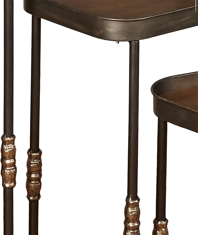 Bronwyn Metal and Wood Nesting Tables Dark Bronze Finish 28, 30.5 and 36 Inches