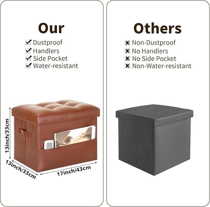 BelugaHelper Storage Ottoman Foot Rest Stool. Folding Ottoman