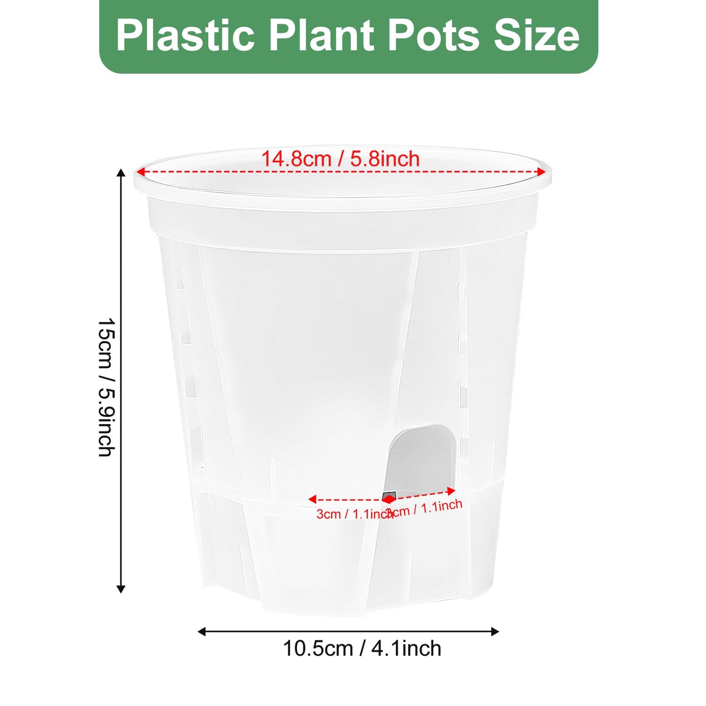 IWNTWY Plant Pots 6 inch Set of 5, Self Watering Pots for Indoor Outdoor, Self Watering Planters Flower Pots with Drainage Hole and Saucer Reservoir (Clear)