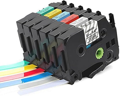 Colorty TZe-231 12mm 0.47 Label Tape Replacement for Brother P Touch Label Maker Tape TZe Laminated TZe-131 TZe-231 TZe-431 TZe-531 TZe-631 TZe-731 for PT-D210 PT-D200 PT-H100 H110 D400 P300BT, 6 Pack