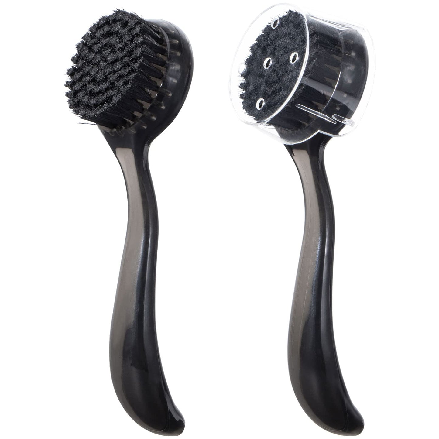 2 Pcs Large Facial Cleansing Brush, Face Brush Cleanser, Upgraded Soft Exfoliating Face Wash Brush Face Scrubber for Skincare, Black Charcoal Bristles Glitter Handle