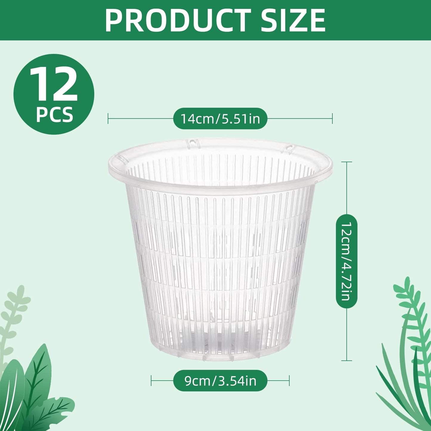 Ohiyoo Orchid Pot 5 inch Orchid Pots with Holes 12 Pcs Clear Plastic Orchid Pots Slotted for Repotting Clear Nursery Net Plastic Flower Plant Pot Indoor Outdoor (5.5inch, 12pcs)