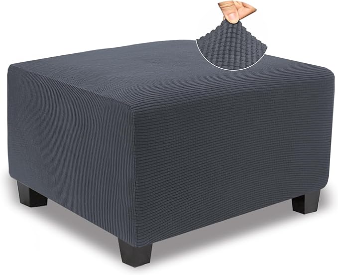 NeColorLife Stretch Ottoman Cover Square Soft Knitted Jacquard Washable Thick