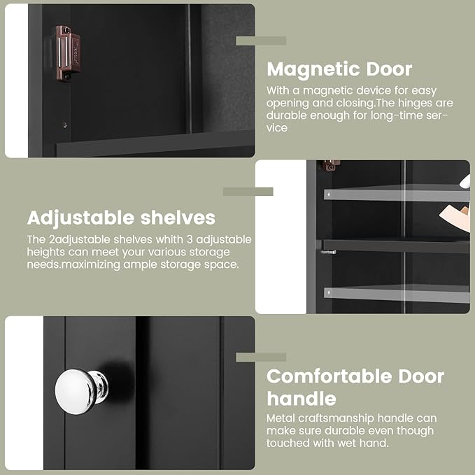 Iwell Tall Black Bathroom Cabinet