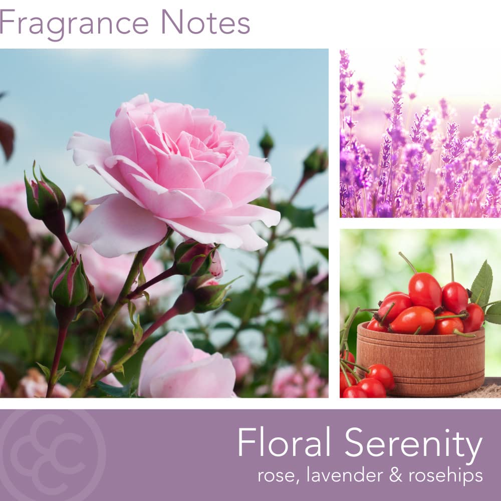 Carolina Floral Serenity Scented Candle, 16 oz Wellness Relaxing Aromatherapy Candle, 2 Wick White Jar Soy Blend Wax, Candles for Home, 60H Burn - Made in The USA