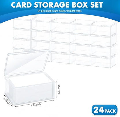 Vicenpal Playing Card Boxes Snaps Closed Clear Plastic Cases Poker Gaming Playing Cards Trading Card Storage Boxes Compatible with MTG TCG 100 Game Cases 4.3 x 2.95 x 2.2 Inches(24 Pcs)