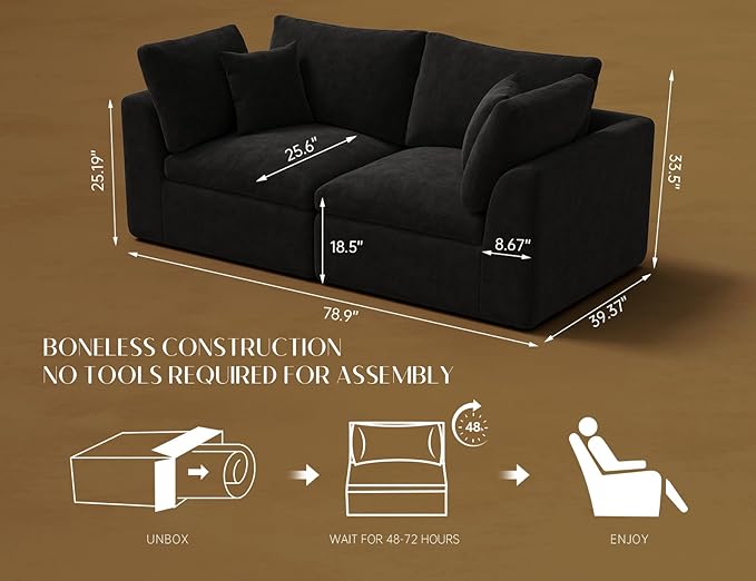 ohllob 78.9" Loveseat Sofa, Cloud Boneless Couches