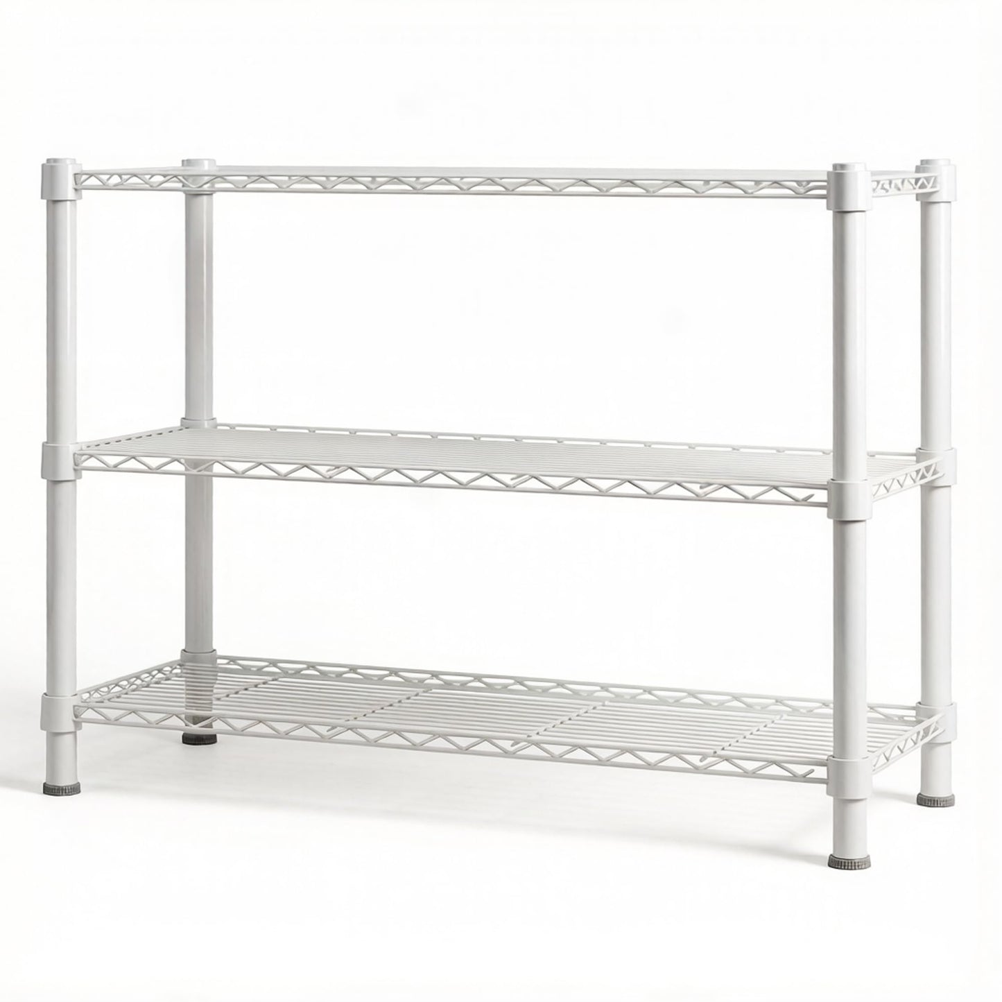 Standing Shelving Units, 36" W x 14" D x 32" H Metal Storage Shelves, Adjustable Carbon Steel Wire Shelving Rack Display Shelf for Garage Bathroom Kitchen Home Office (3-Tiers, White)