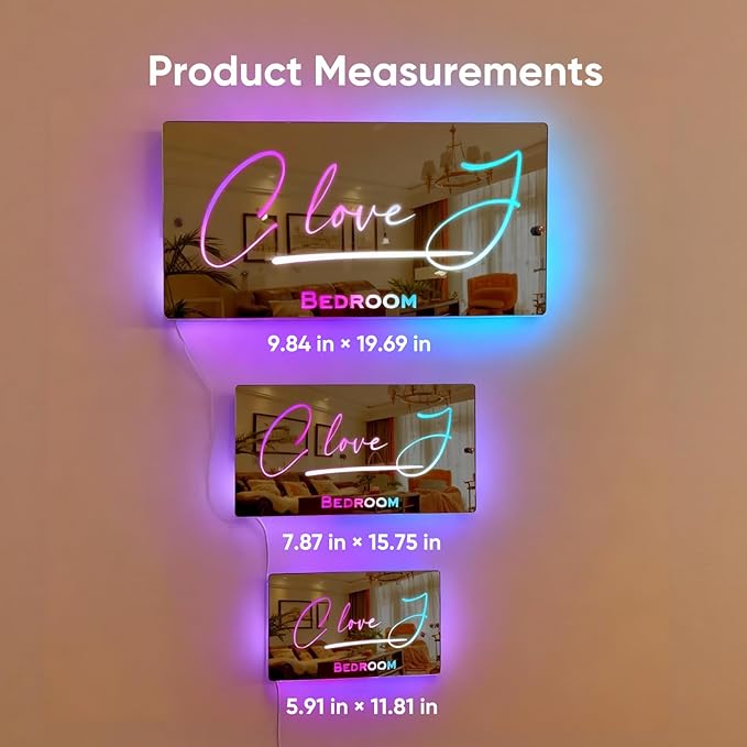 VEELU Personalized Photo Mirror Light Custom Couple Name Neon Signs LED Forever