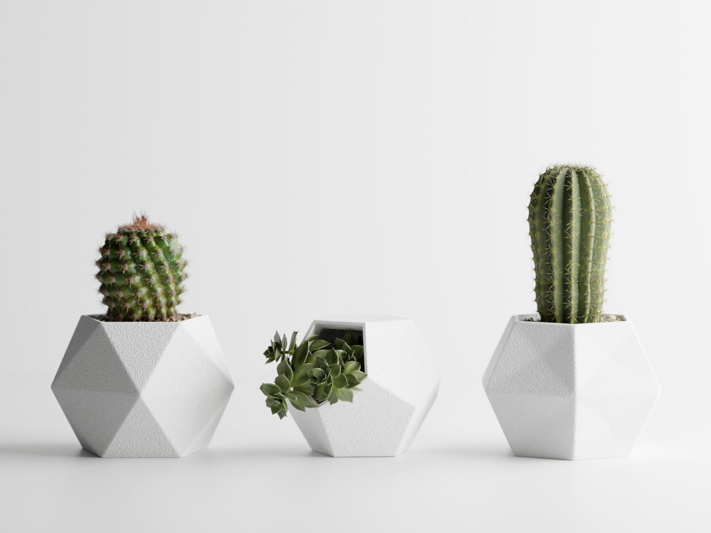 Gallery of Drip 【GeoTrio Modern Geometric Planters】– 3-Piece Faceted Pot Set for Succulents, Cactus, and Indoor Plants – Minimalist Desk Decor, Stylish Gift for Plant Lovers (Pure White)