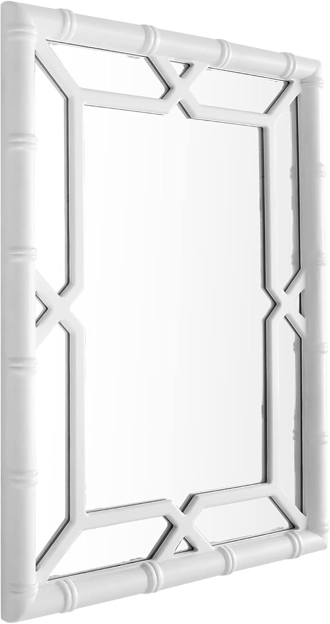 Bamboo-Look Solid Wood Window Pane Mirror 23" X 31"