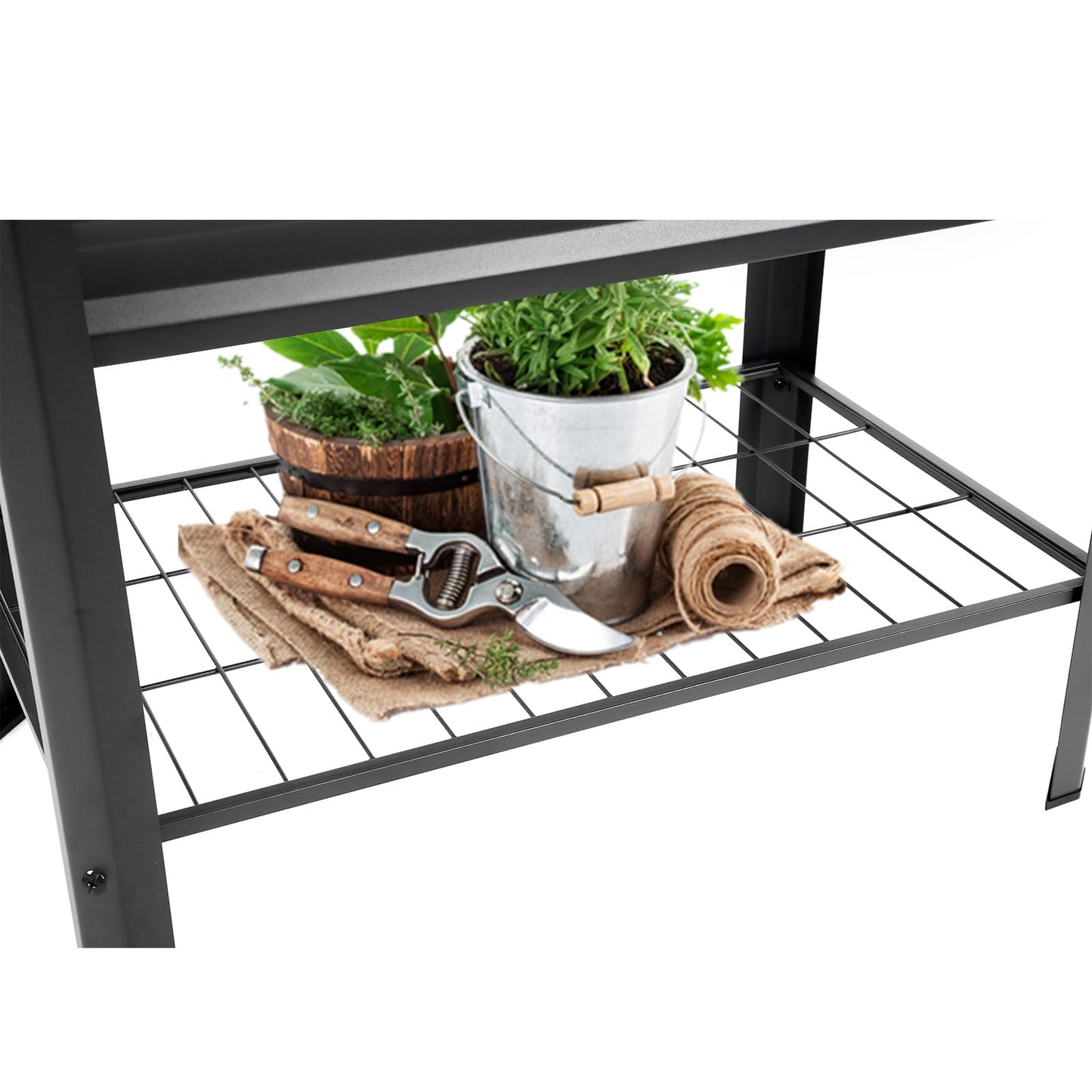Veezyo Raised Garden Bed with Legs and Shelf, 2pcs 32"x20"x31.5" Powder Coated Elevated Metal Planter with Legs for Outdoor Vegetables, Standing Raised Beds for Balcony, Patio, Lawn and Backyard