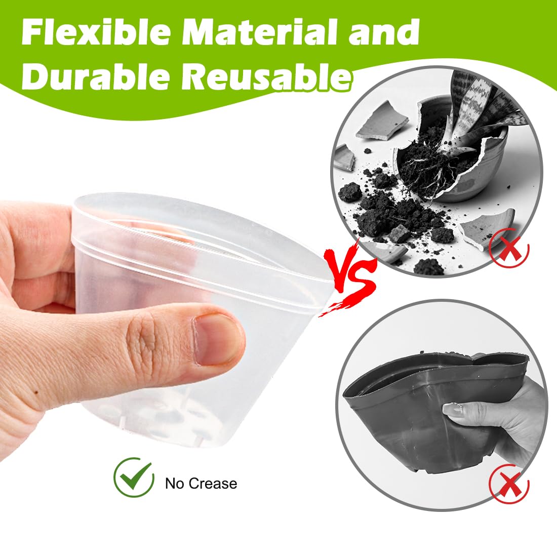 8 Cell Nursery Pot Trays 10 Pack (12"x6"x2") with 2.5 inch (6.5CM) Round Seedling Pots 80pcs (Clear), Plastic Seed Starter Tray with Removable Drain Holes for Carrying and Holding Plant Pot