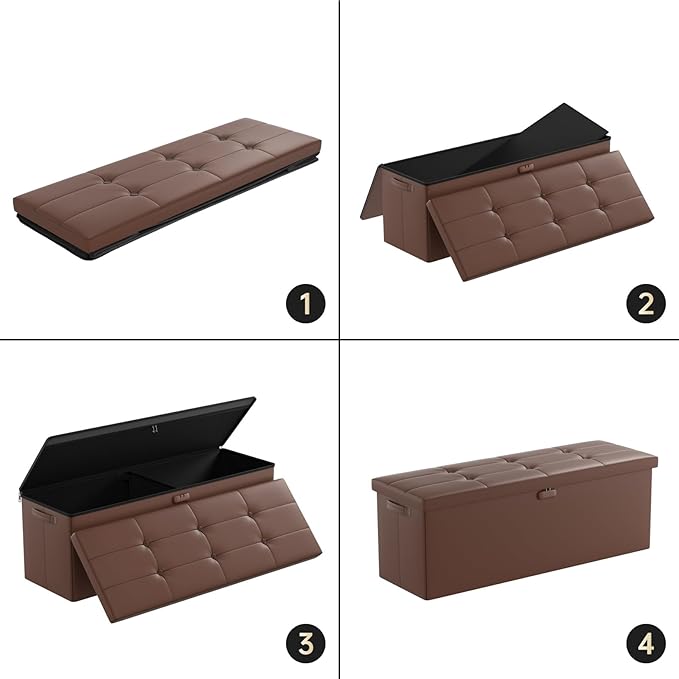 DocSafe Storage Ottoman Bench, Fireproof＆Waterproof Folding Bench