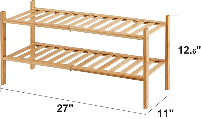 viewcare 2-Tier Bamboo Shoe Rack