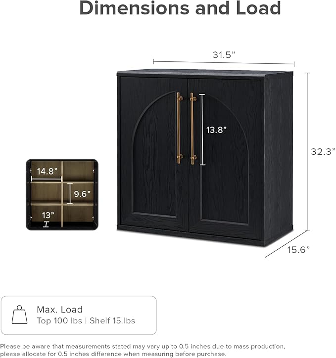 mopio Blake Storage Cabinet, Small Modular Accent Display Sideboard Buffet