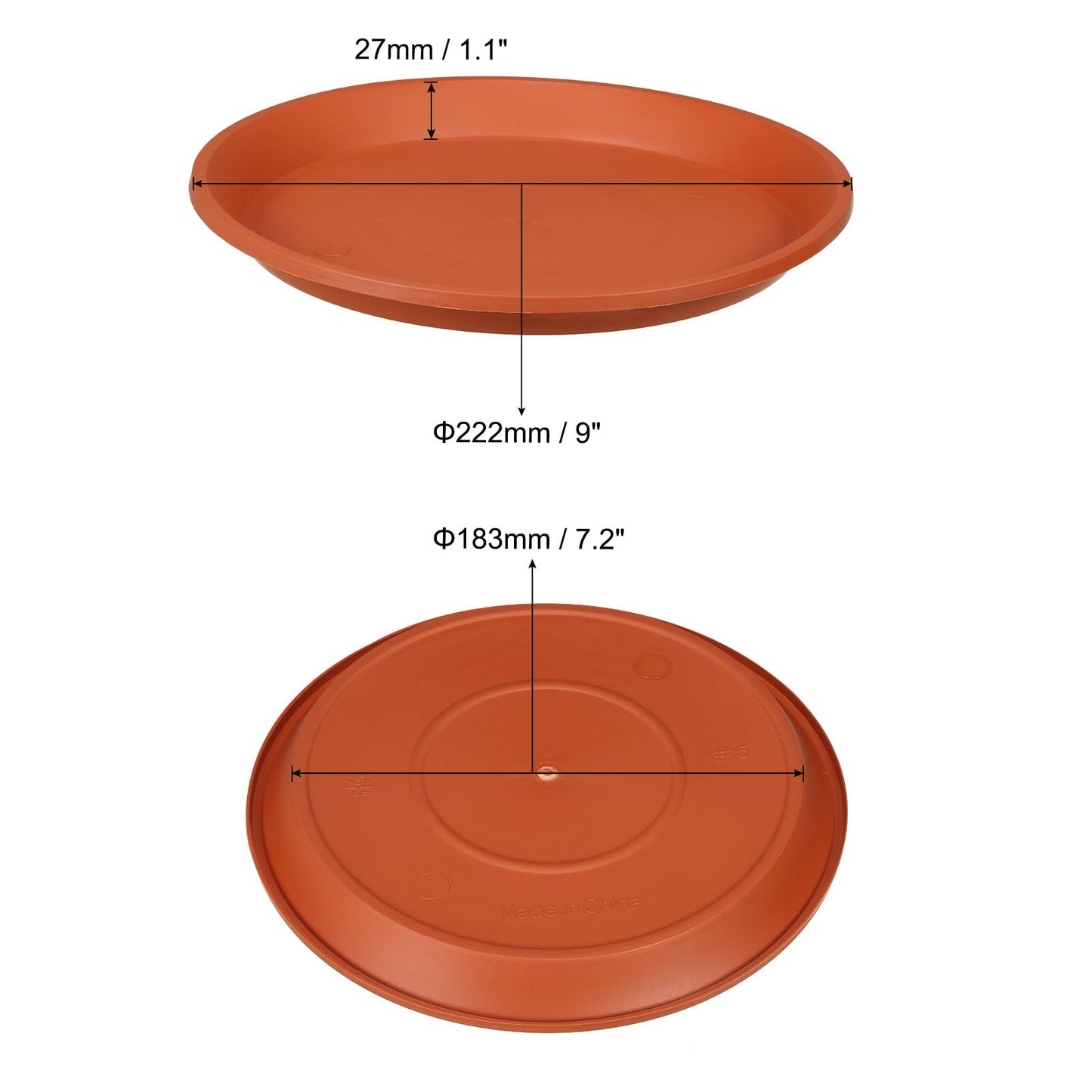 PATIKIL 6 Pack Plant Saucer, 9 Inch Plastic Round Plant Tray Flower Pot Saucers Planter Water Tray - for Indoor Outdoor Balcony Garden Potted, Terracotta