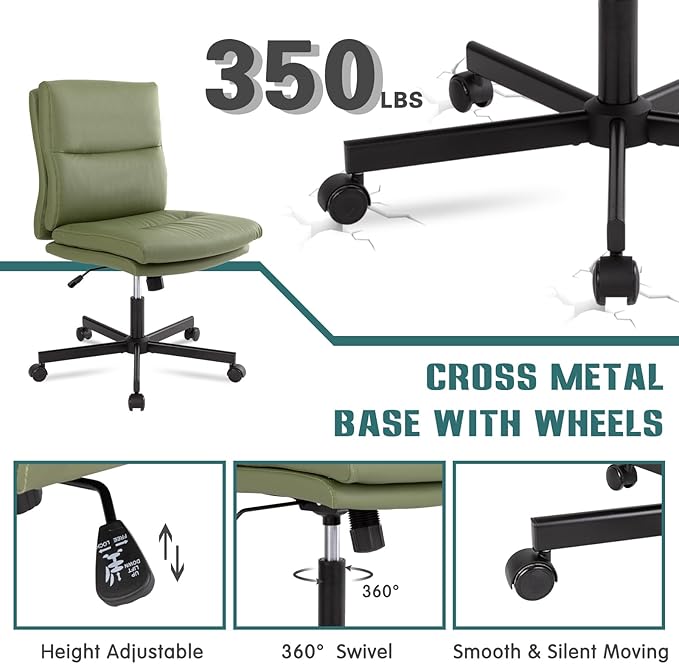 LUCKWIND Armless Office Desk Chair