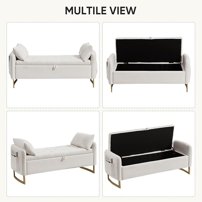 48" End of Bed Bench, Modern Storage Benches