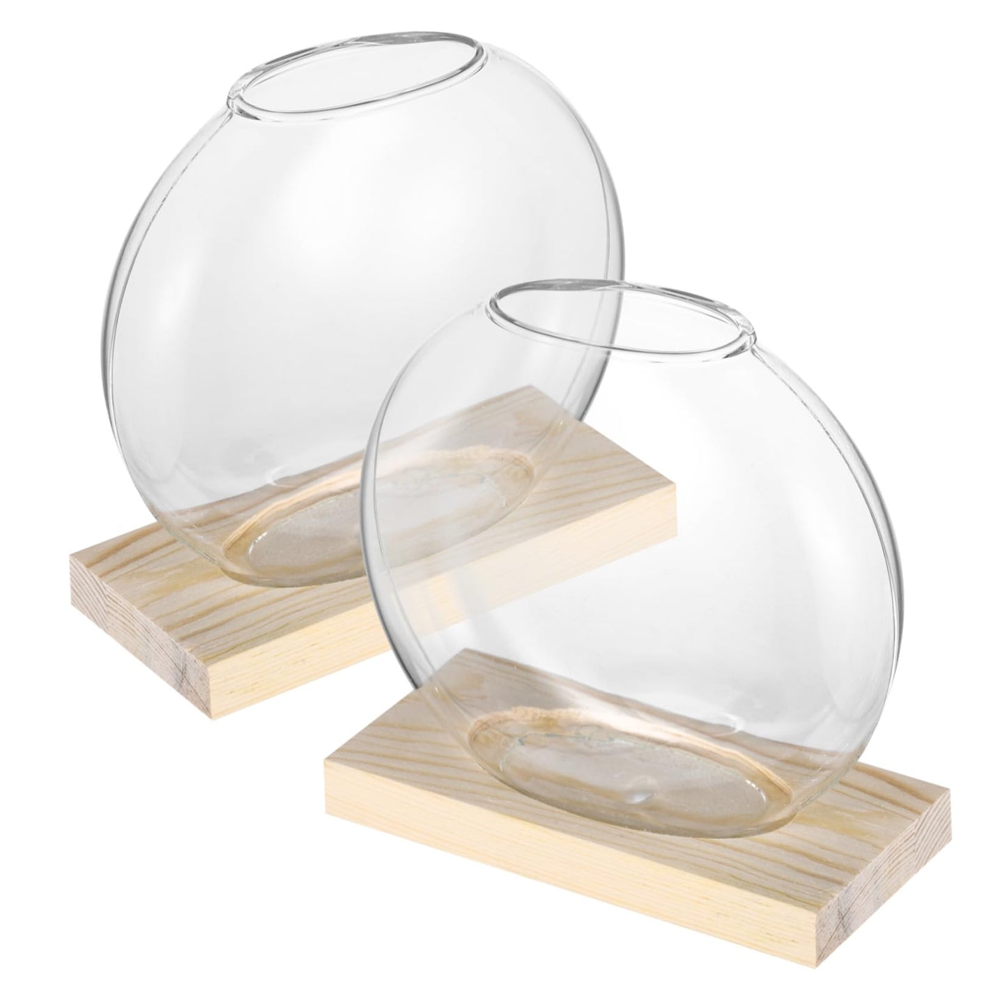 balacoo 2sets Hydroponics Glass Vase Small Propagation Terrariums with Eucalyptus Base for Indoor Plant Display Home Decor and Flower Propagation for Greenery and Floral Arrangements