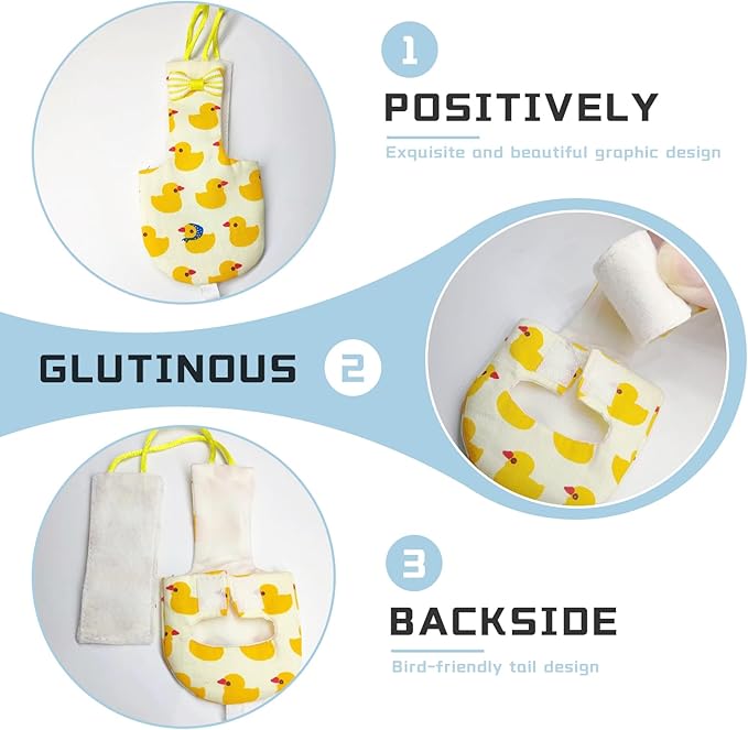 4 Pcs Bird Diaper Parrot Nappy Reusable Flight Suit with Waterproof Inner for Parakeet Cockatiel Mini Macaw Budgie Canary Cute Style (M)