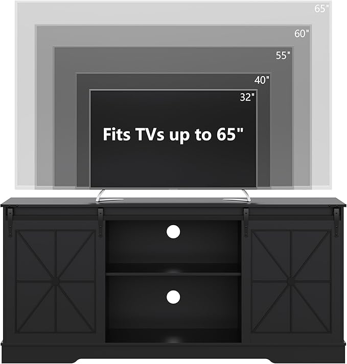 Farmhouse TV Stand for 65/60/55 Inch Tvs, Rustic Entertainment Center
