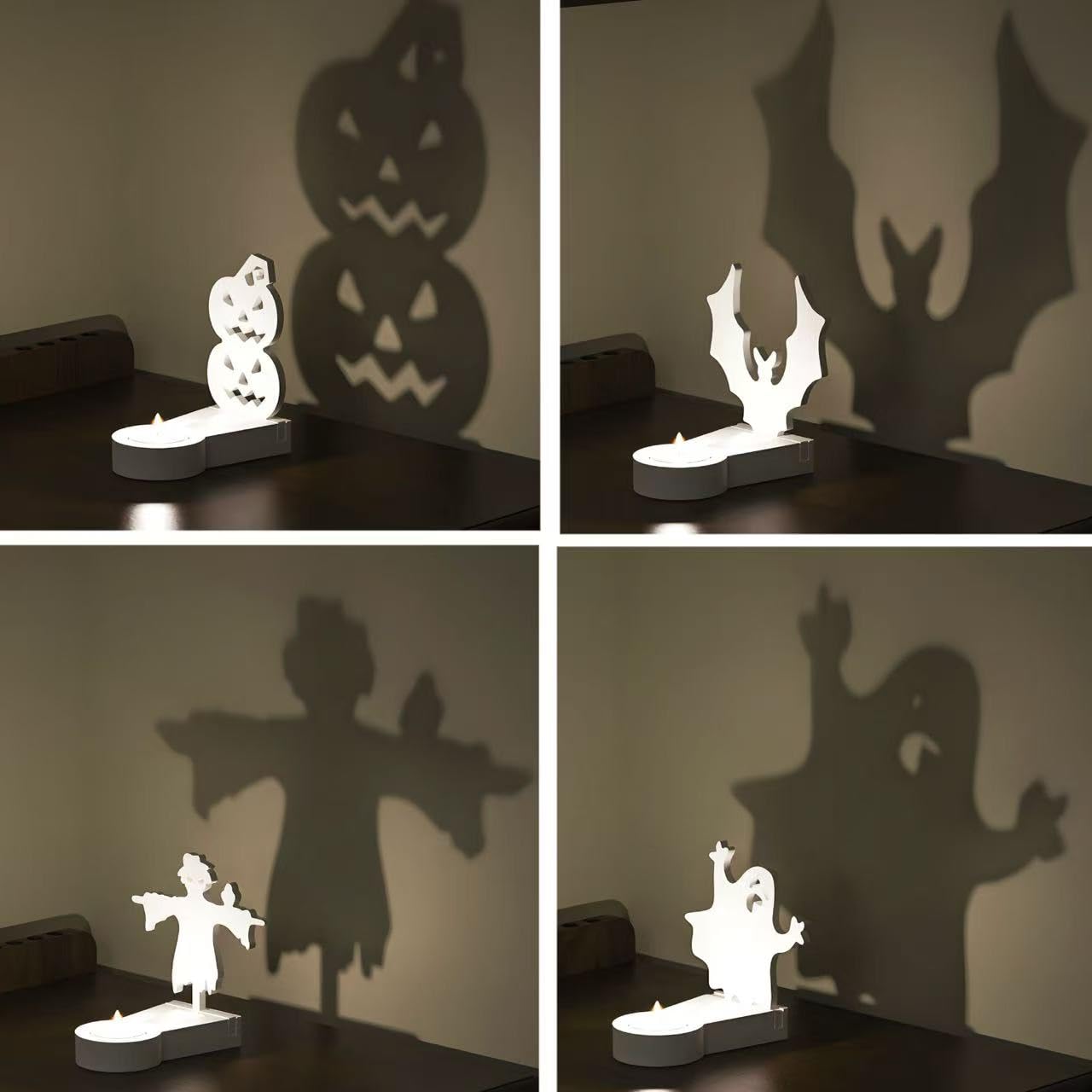 DoDoIYia 5Pcs Casting Shadow Candle Holder Resin Molds Silicone, Halloween Pumpkin Scarecrow Ghost Bat Shadow Resin Tealight Candle Holder Mold, Epoxy Molds for DIY Silicone Casting Mould Home Décor