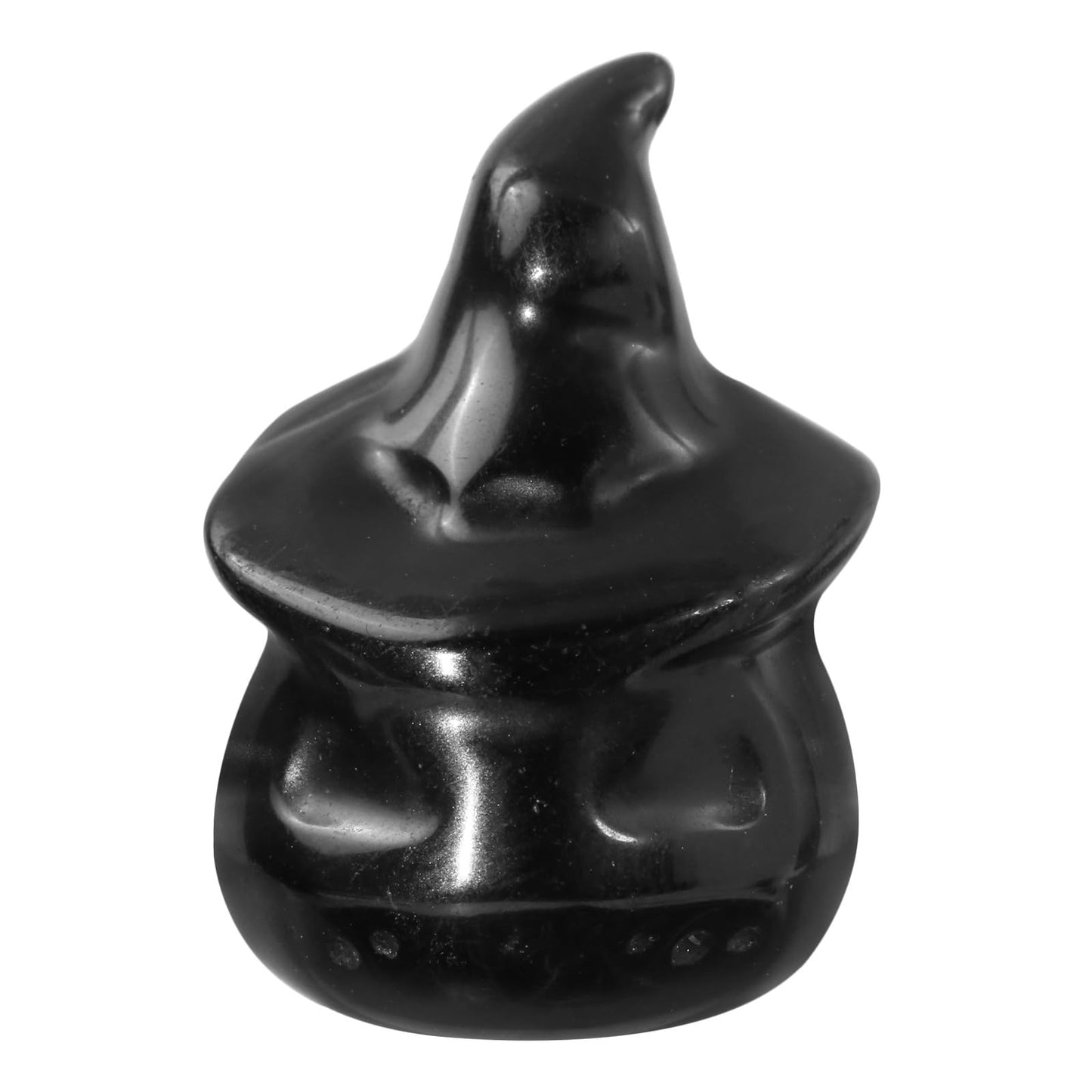 mookaitedecor Set of 2 Hand Carved Crystal Pumpkin Ghost Figurine, Mini Pocket Stone Statue Pumpkin Sculpture for Halloween Party Tabletop Decoration, Black Obsidian