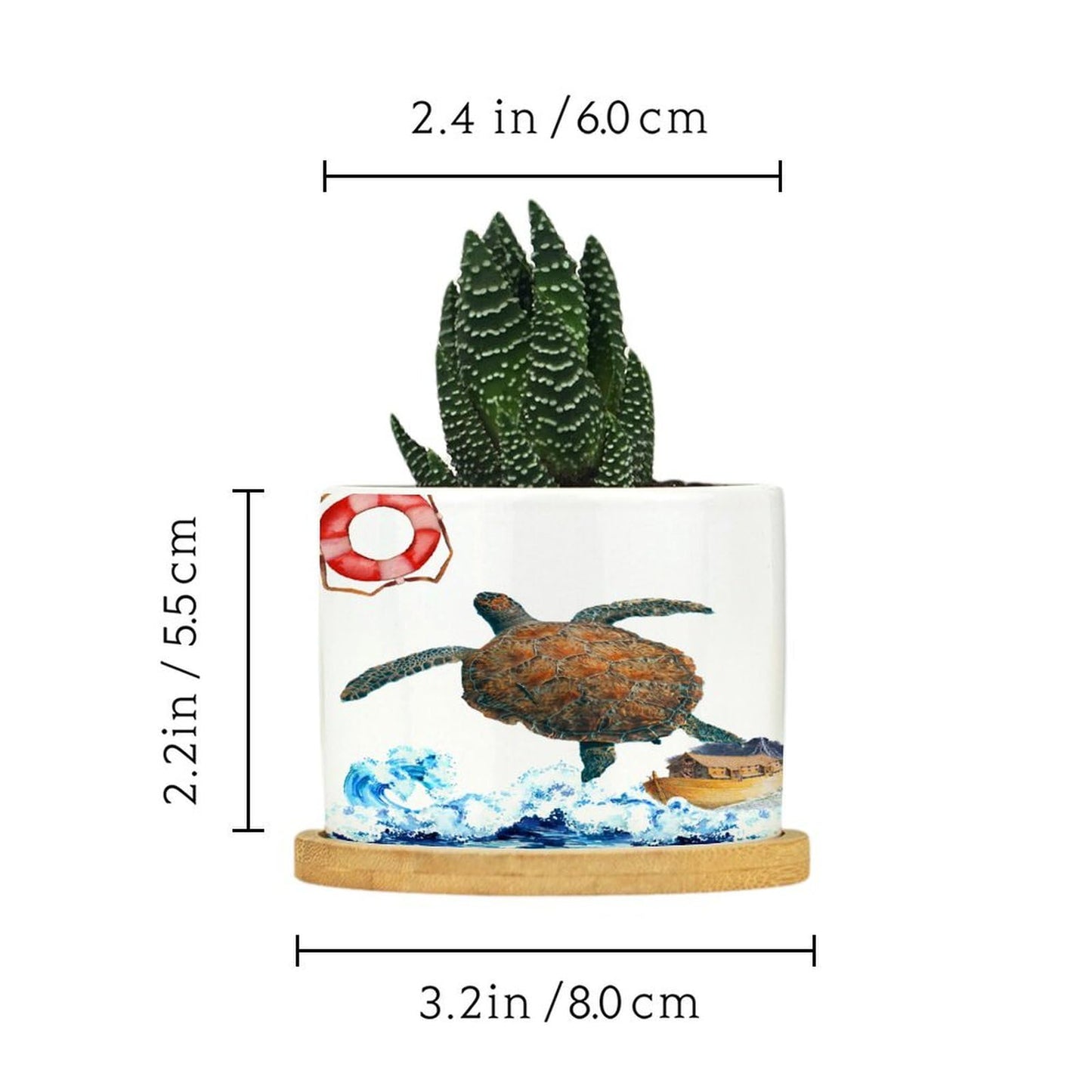 DreamAutumn Ocean Theme Sea Turtle Ceramic Planters Ceramic Pots with Saucers Orchid Pots for Plants Succulents Pots Office Desk Garden Balconys New Home Decor,Gifts for Mom Mother Grandmother