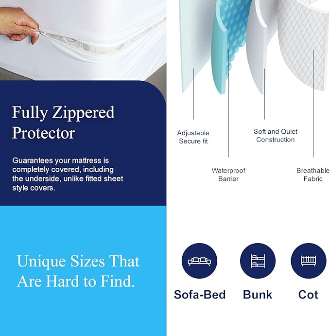 Allersoft| Queen Sleeper Sofa Mattress Cover