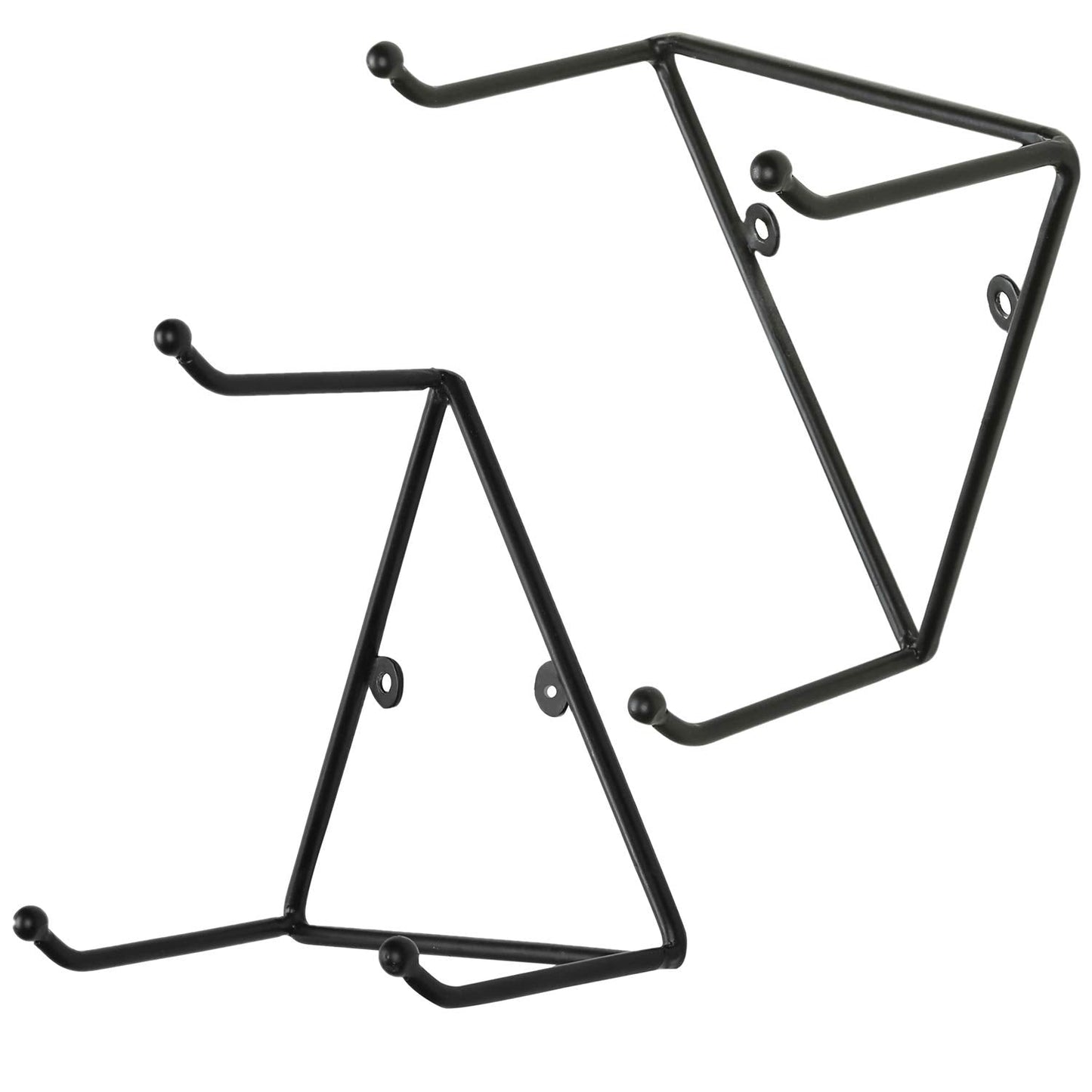 MyGift Matte Black Metal Triangular Coffee Mug Holder Wall Mount Display Rack Mug Organizer with 3 Hooks, Set of 4