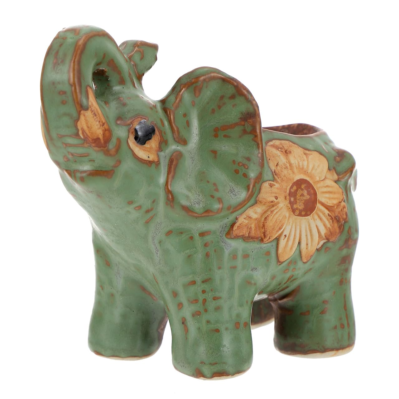 BESTonZON Elephant Shaped Ceramic Succulent Pot 4.72X4.52X2.75In Breathable Planter Home Office Desktop Decoration Flower Pot for Succulents and Cactus