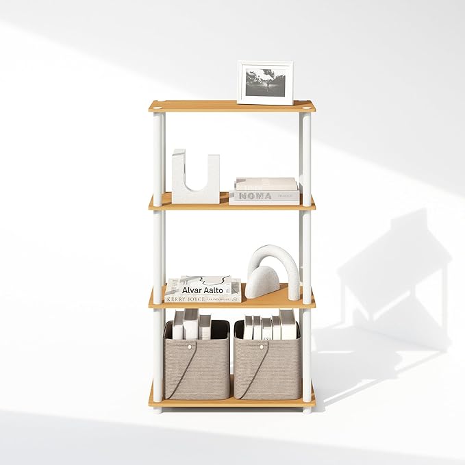 Furinno Turn-N-Tube Book Shelf, 4-Tier Bookshelf, Bookcase