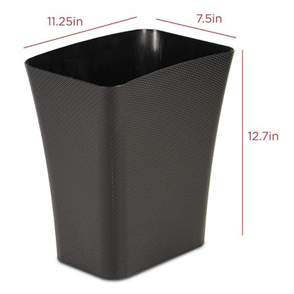 Clorox Textura Slim Trash Can - 3.1 Gallon Small Waste Basket for Narrow Spaces - Skinny Plastic Garbage Bin for Bathroom, Bedroom, or Office, Black
