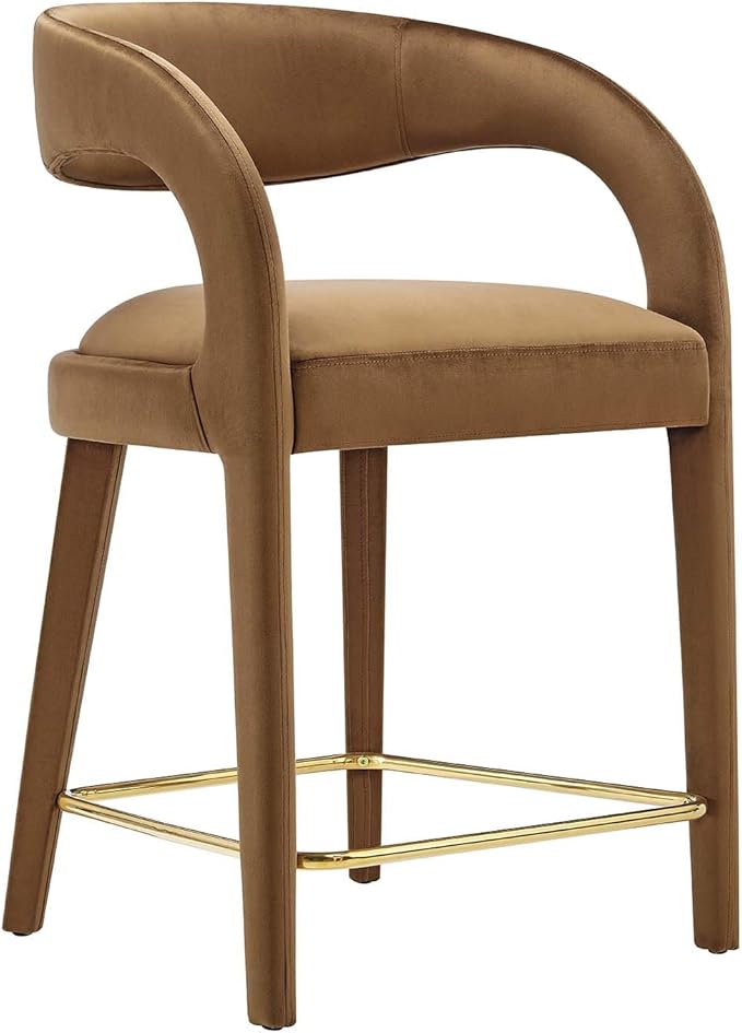 Modway EEI-6566-BRN-GLD Pinnacle Performance Velvet Counter Stool Set of Two