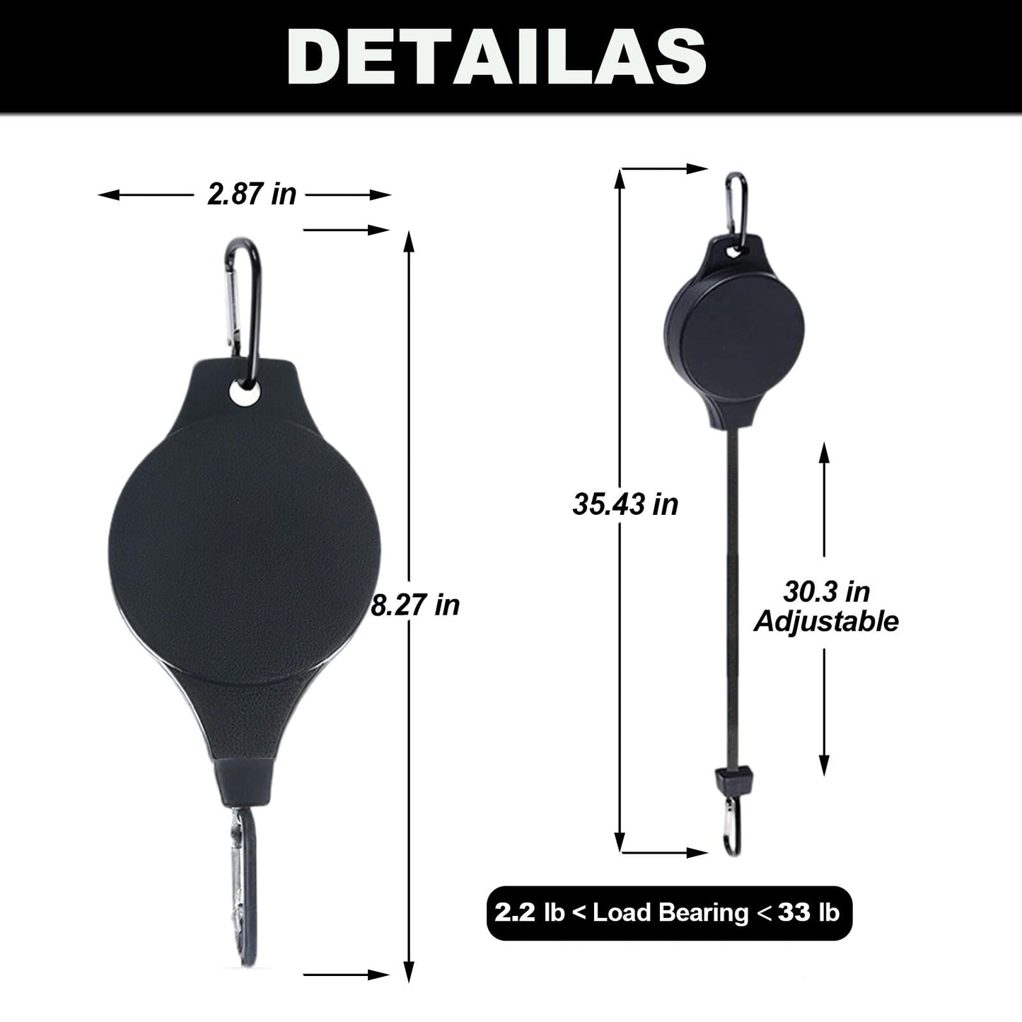 Retractable Plant Hanger with Carabiners for Watering, Auto Lock Plant Pulleys for Hanging Plants Garden Baskets Pots,Birds Feeder,Easy to Raise and Lower, 2.2-33lb Heavy Duty Plant Pulley Hangers
