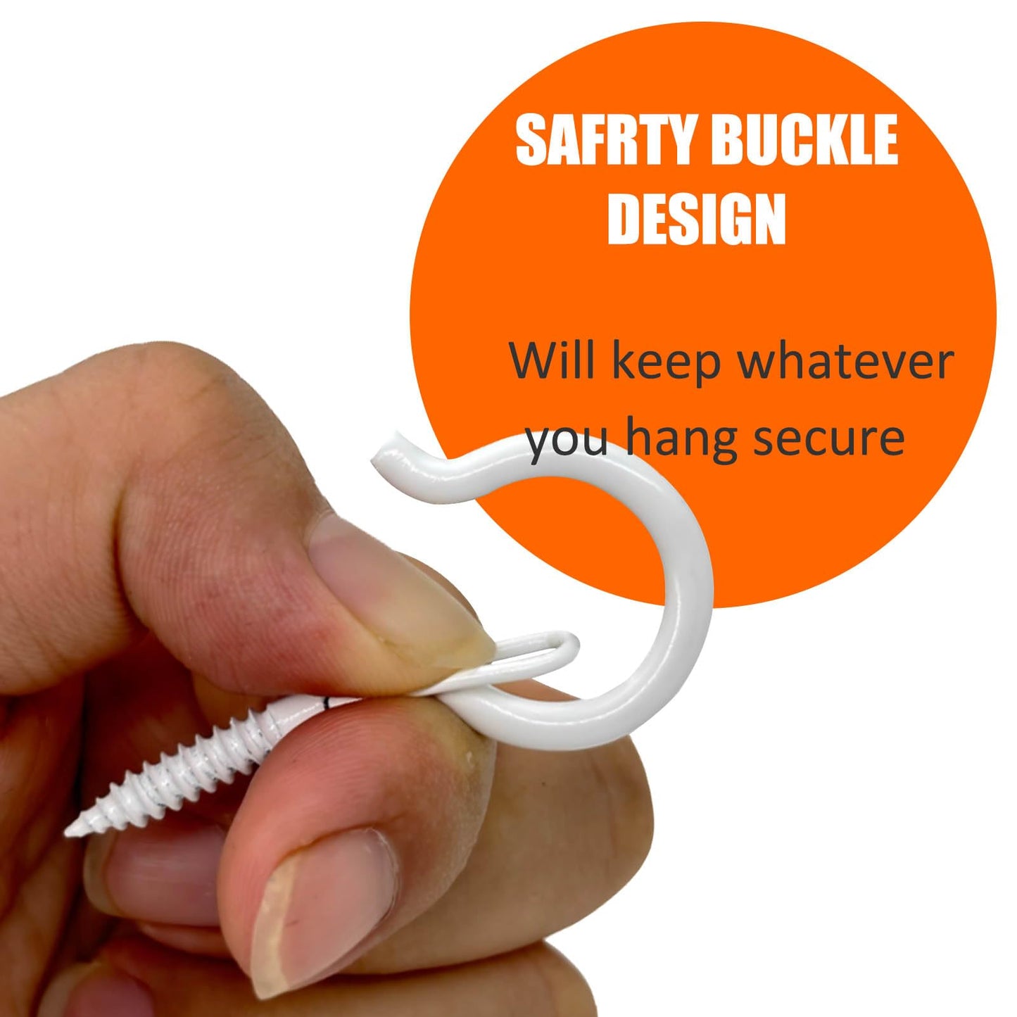 Zzbety 20 PCS Q-Hanger Hooks White - Screw in Hooks with Safety Buckle Design Christmas Lights Hanger Outdoor Wire Fairy Lights and String Lights, Easy to Release, Include 1 Wing Nut Driver