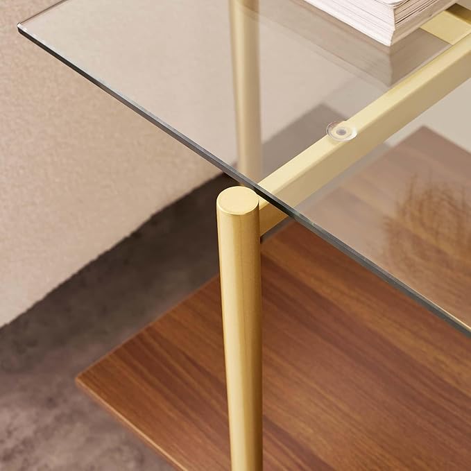 LumFurn Glass End Table, Mid-Century Modern Design Sofa Table,