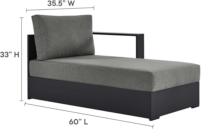 Modway Tahoe Powder-Coated Aluminum Outdoor Chaise Lounge in Gray Charcoal