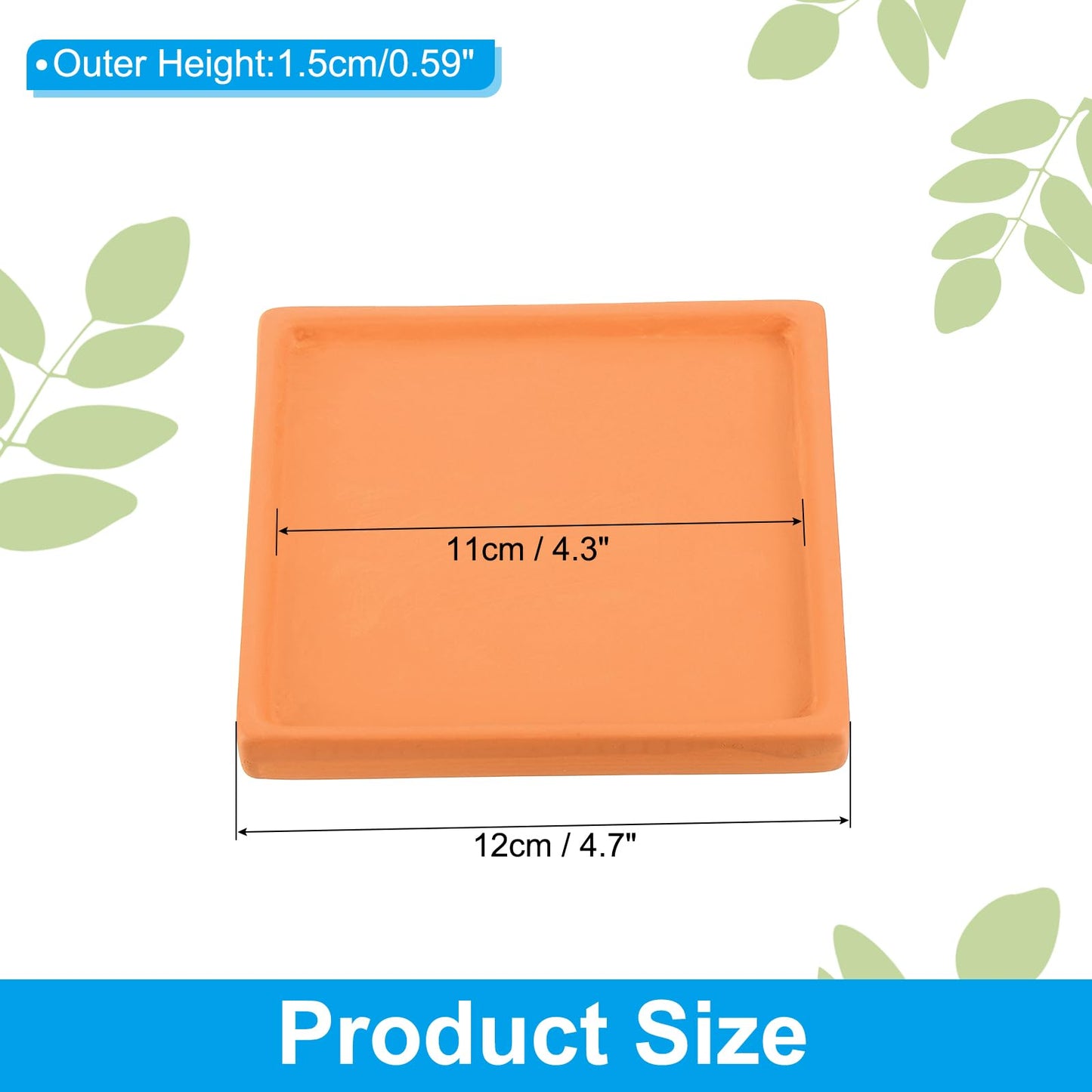 PATIKIL 5 Inch Plant Pot Saucers, 2 Pack Ceramic Square Plant Saucer Tray Flower Planter Drip Tray for Indoors Outdoors Patio Balcony, Orange