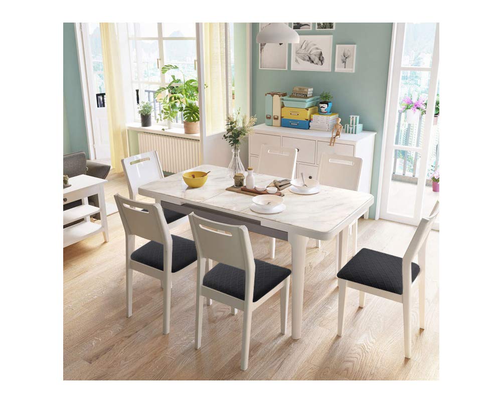 Fuloon Stretch Chair Seat Covers 4 PCS, Removable Washable Dining Chair Covers Anti-Dust Dining Room Seat Cushion Slipcovers (4, Black)