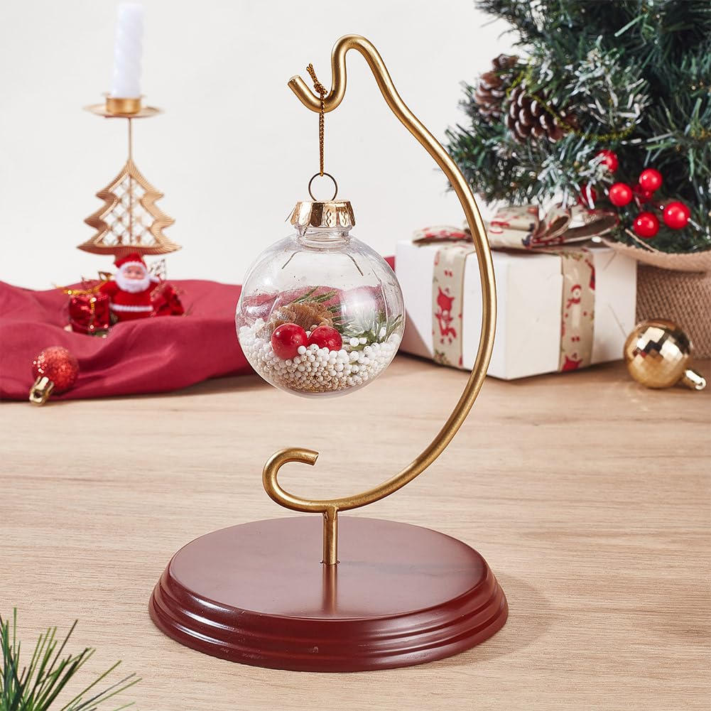 AHANDMAKER 5x8 Inch Ornament Display Stand, Ornament Stand Holders, Fruitwood Ornaments Stands for Hanging Glass Globe Air Plant Terrarium Witch Ball Home Office Party Decor Hanger