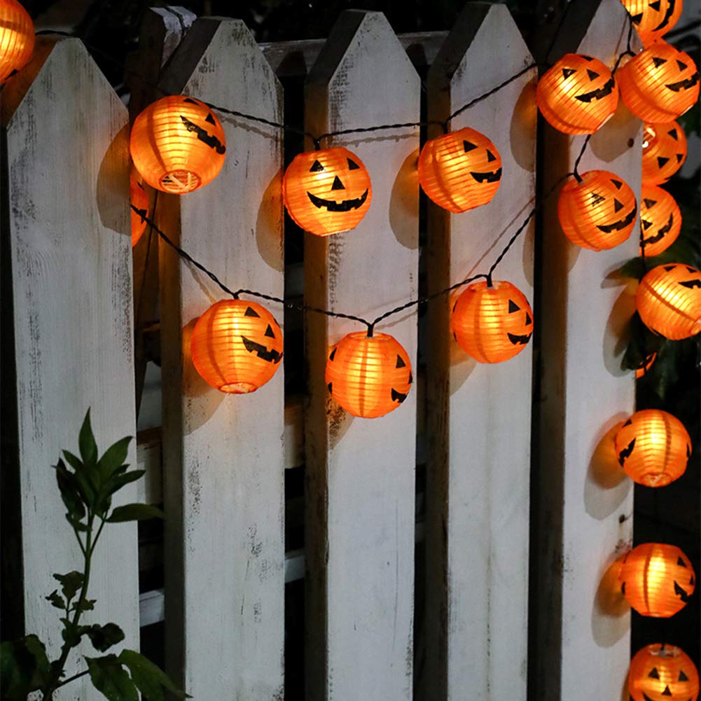 Halloween Pumpkin Lantern Lights Outdoor, 8.5Ft Plug in Orange Halloween Decorations String Light with 10 LED Jack O’ Lantern Lights, Hanging Fairy Lights Waterproof for Yard Party Patio Garden Window