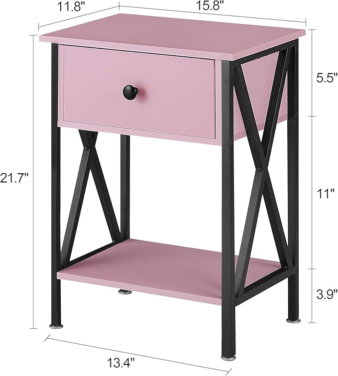 VECELO Nightstands Set of 2, Modern Bedside End Tables, Night Stands