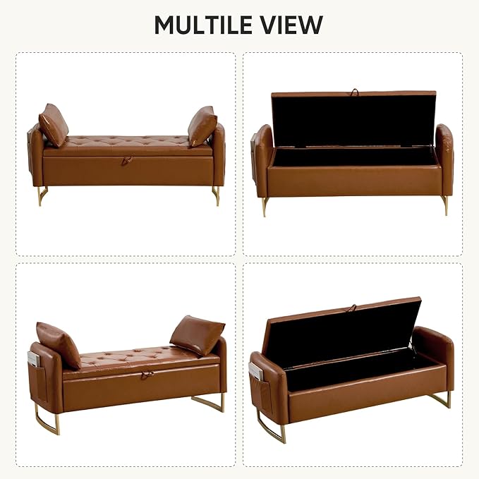 48" End of Bed Bench, Modern Storage Benches