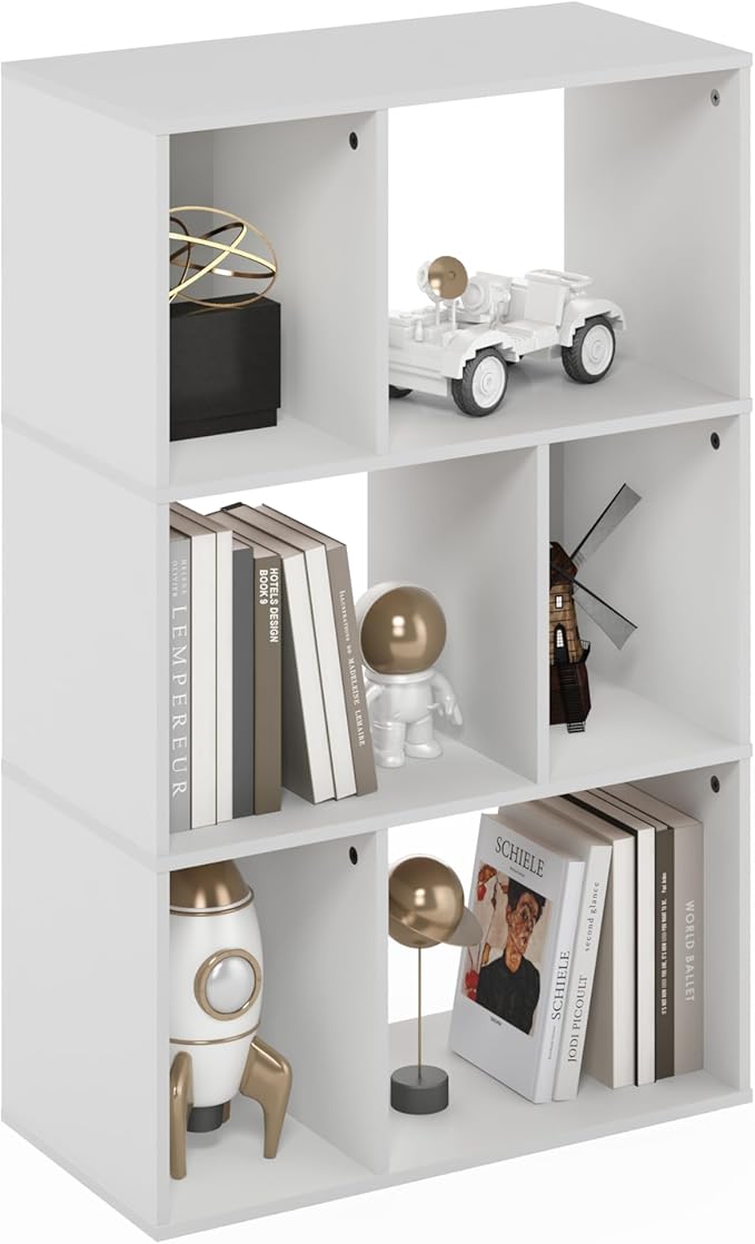 Furinno DALY Book Shelf, 6-Cube Bookshelf, Cube Storage Organizer Bookcase